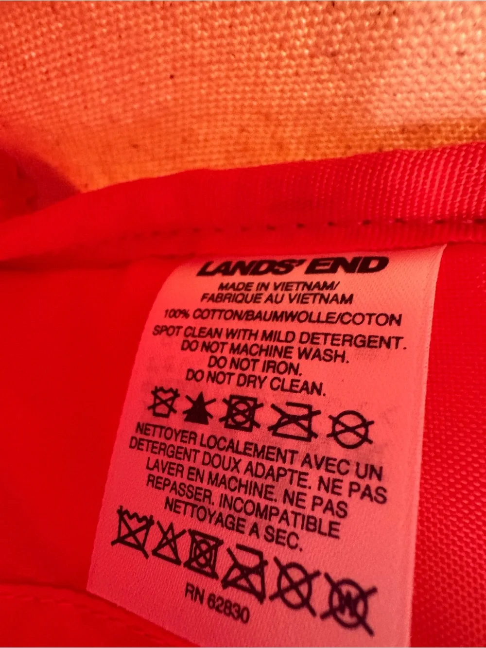 Lands End Canvas Top Handle Kids Backpack Coral Cream Sporty Prep MPN 508413
